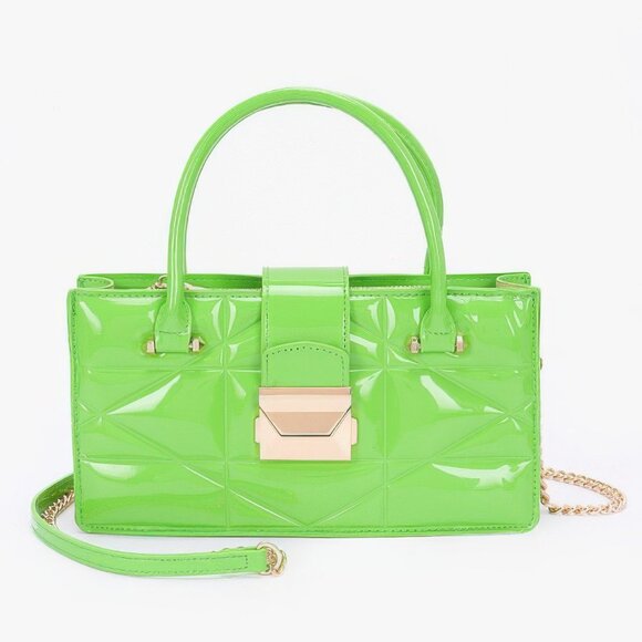 Embossed Enamel Handle Clutch - Picture 6 of 9